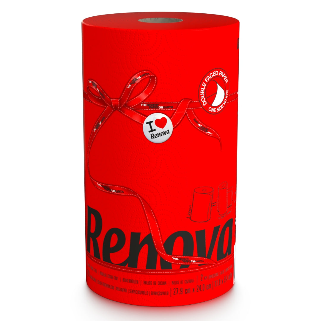 RENOVA RED LABEL KITCHEN TOWEL JUMBO ROLL RED
