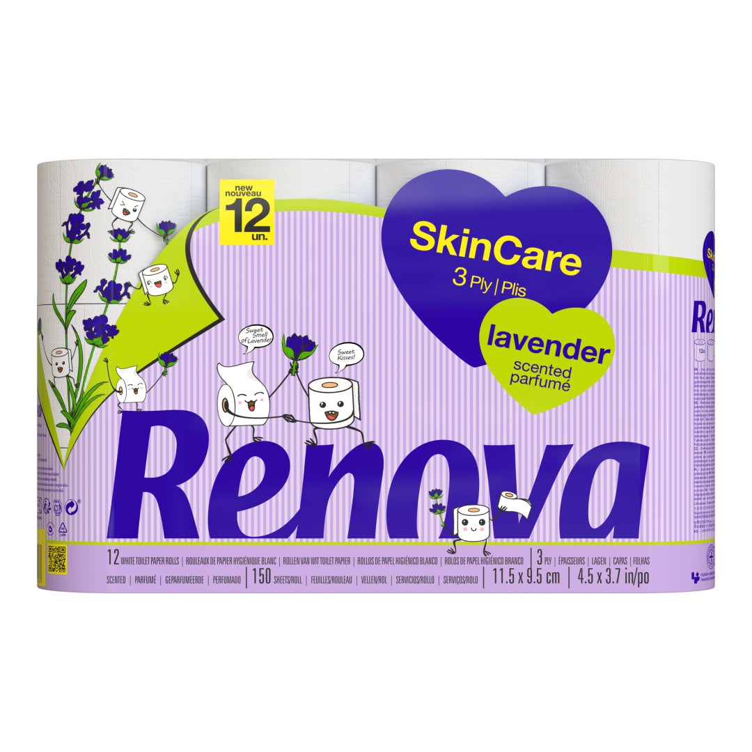 RENOVA SKINCARE TOILET PAPER 12 ROLL - LAVENDER (3PLY)