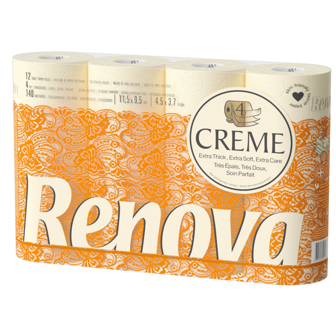 RENOVA DECO TOILET PAPER 12 ROLLS CREAM (4PLY)