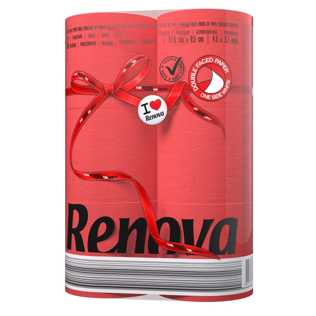 RENOVA RED LABEL TOILET PAPER 6 ROLLS - RED (3PLY)