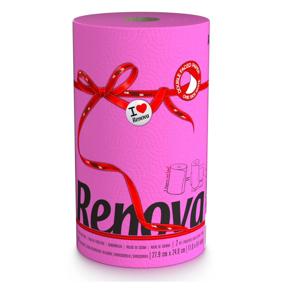 RENOVA RED LABEL KITCHEN TOWEL JUMBO ROLL FUSCIA