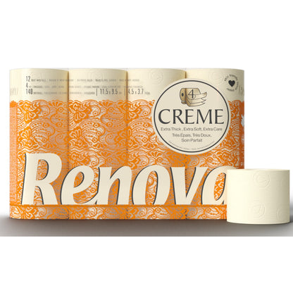 RENOVA DECO TOILET PAPER 12 ROLLS CREAM (4PLY)