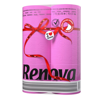 RENOVA RED LABEL TOILET PAPER 6 ROLLS - FUSCIA (3PLY)