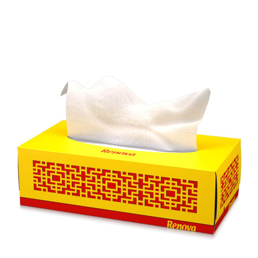 RENOVA RED LABEL FACIAL TISSUE BOX YELLOW