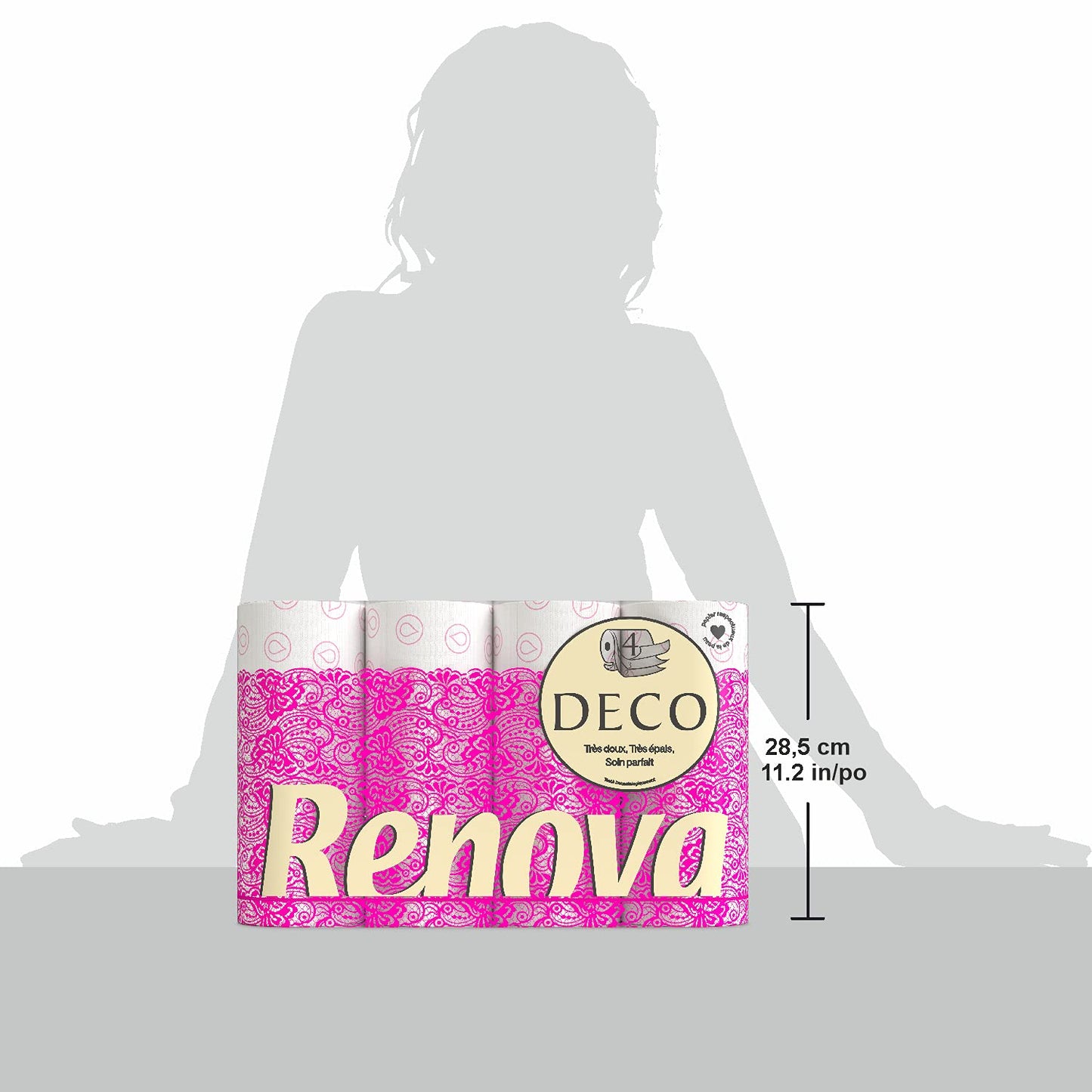 RENOVA DECO TOILET PAPER 12 ROLLS WHITE (4PLY)